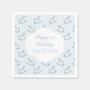 Schattige blauw houten paard speelgoed boho happy  servet