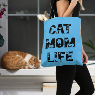 Schattige Blauw Kat Moeder Leven Modern Chic Moede Draagtas
