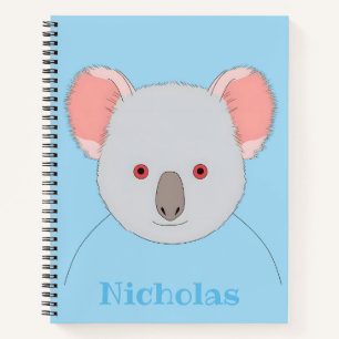 Schattige blauw Koala Beer gepersonaliseerd Notitieboek