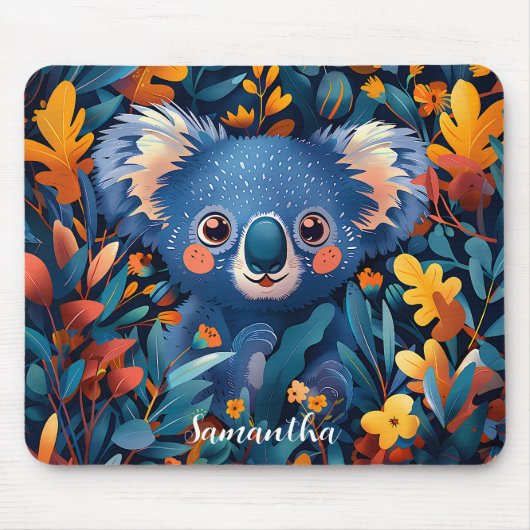 Schattige Blauw Koala Beer Muismat (Voorkant)