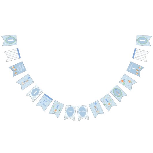 Schattige blauw konijn 1e 1 eerste verjaardag vlaggetjes (Alle)