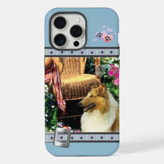 Schattige Blauw Modern Rough Collie Dog Art iPhone Hoesje (Achterkant)