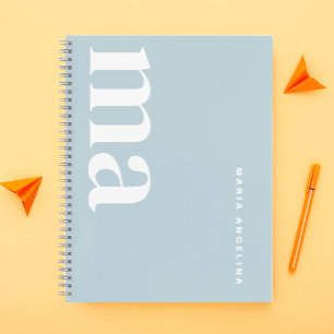 Schattige Blauw Monogram School Notitieboek