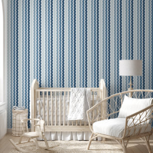 Schattige Blauw Ombre Ric RAC Verticaal Striped Pa Behang