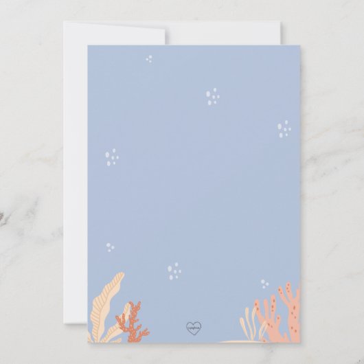 Schattige, Blauw, Onder het Zee Verjaardag Kaart (Achterkant)