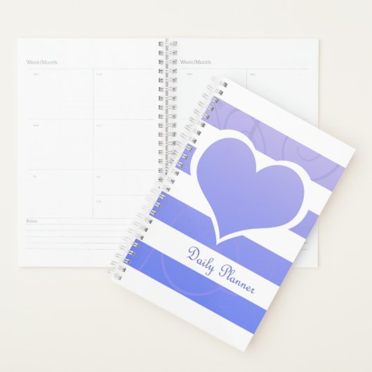 Schattige Blauw Pastel Hart Stripes Planner (Display)