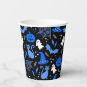 Schattige Blauw Pompoen Ghost Halloween Pattern Papieren Bekers (Voorkant)