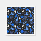 Schattige Blauw Pompoen Ghost Halloween Pattern Servet (Voorkant)