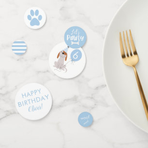 Schattige Blauw Puppy Dog Verjaardagsfeest Confetti