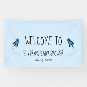 Schattige blauw raket baby boy Baby shower Welkom Spandoek