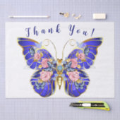 Schattige Blauw Roze Gouden Vlinder Bloemen Dank u Tissuepapier (Craft)