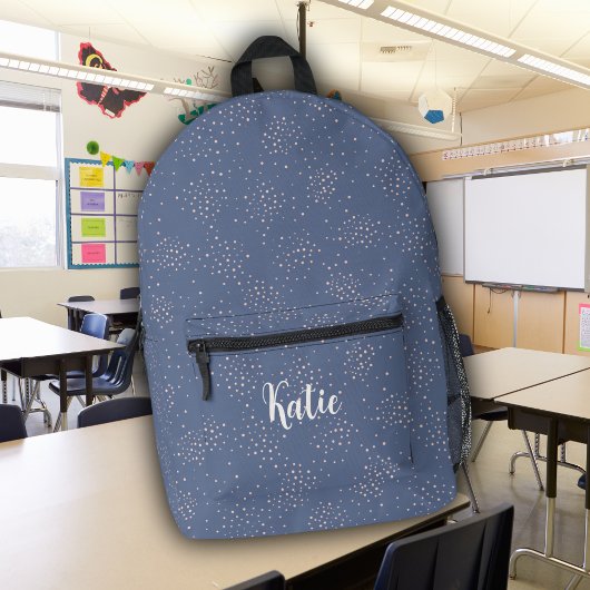 Schattige Blauw & Roze Monogram Monogrammed Naam Bedrukte Rugzak