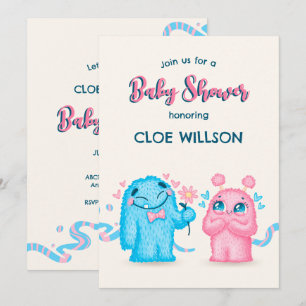 Schattige Blauw roze Monster geslacht onthullen ba Kaart