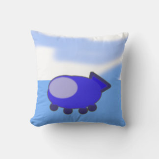 Schattige blauw ruimteschip op Franse blauwe wolke Kussen