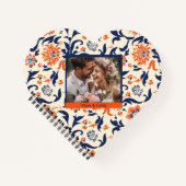 Schattige Blauw Sinaasappel Bloemen Custom Spiral  Notitieboek (Voorkant)