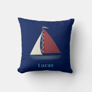 Schattige Blauw Speelgoed Zeilboot Kussen