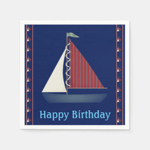 Schattige Blauw Speelgoed Zeilboot Servetten