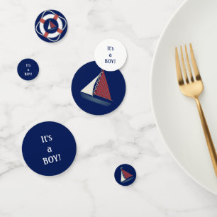 Schattige Blauw Speelgoed Zeilboot Tafel Confetti