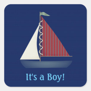 Schattige Blauw Speelgoed Zeilboot Vierkante Sticker