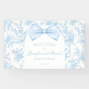 Schattige Blauw Toile Bow Stropdas Baby shower Wel Spandoek