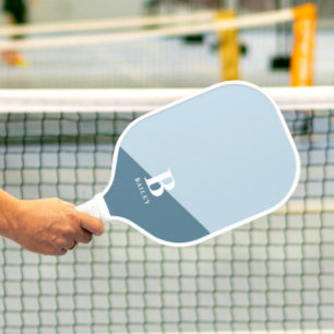 Schattige Blauw Wit Modern Monogram Gepersonalisee Pickleball Paddle