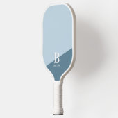 Schattige Blauw Wit Modern Monogram Gepersonalisee Pickleball Paddle (Links)