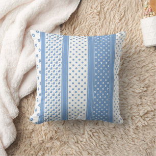 Schattige blauw-wit modern trendy harten en stippe kussen