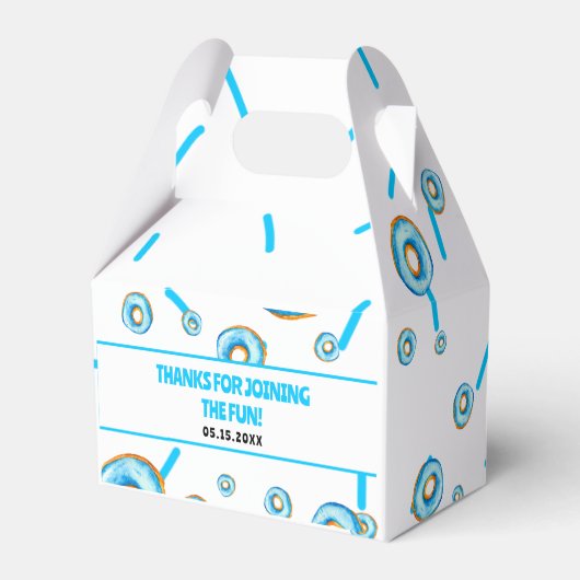 Schattige Blauw & Wit Waterverf Donut Boy Verjaard Bedankdoosjes (Achterkant)