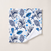 Schattige blauw wit zeeschelpenpatroon Badhanddoek Bad Handdoek (Wasdoekje)