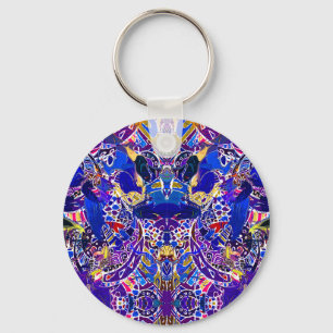 Schattige blauwe abstracte elementen sleutelhanger