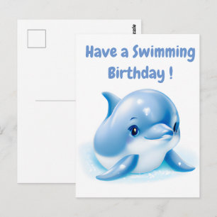 Schattige Blauwe Baby Dolfijn Briefkaart