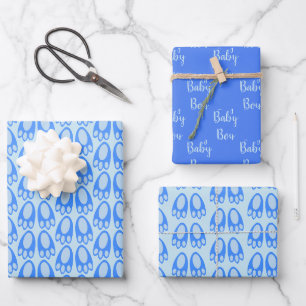 Schattige Blauwe Baby Jongen Konijn Voeten Pasen N Inpakpapier Vel