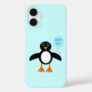 Schattige Blauwe Baby Jongen Pinguïn iPhone 16 Hoesje
