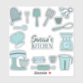 Schattige blauwe bakkerij-sticker sticker (Vel)