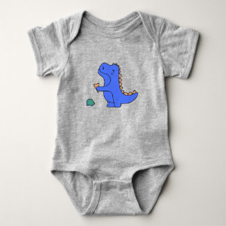 Schattige Blauwe Dino – Kawaii Dinosaur Cartoon Romper