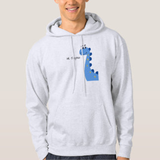 Schattige Blauwe Dinosaur - Aangepaste Naam Sophia Hoodie