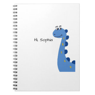 Schattige Blauwe Dinosaur - Aangepaste Naam Sophia Notitieboek