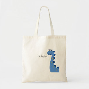 Schattige Blauwe Dinosaur - Aangepaste Naam Sophia Tote Bag