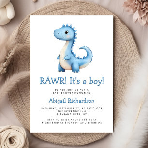 Schattige Blauwe Dinosaur Boy Baby Shower Kaart