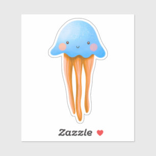 Schattige Blauwe en Oranje Kwallen Sticker
