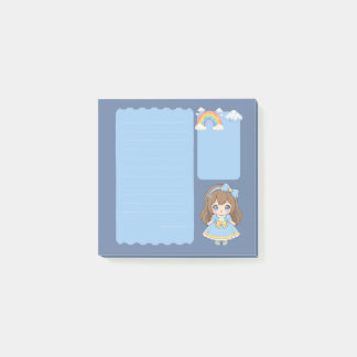 Schattige Blauwe Kawaii Meisje Leraar Persoonlijke Post-it® Notes