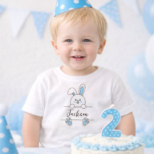 Schattige Blauwe Konijn Jongen Eerste Verjaardag