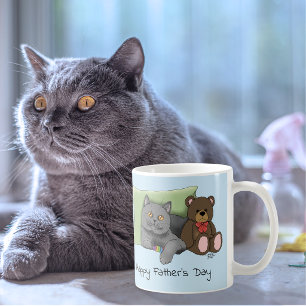 Schattige Blauwe Lieve Grijze Beste Kattenvader Va Koffiemok