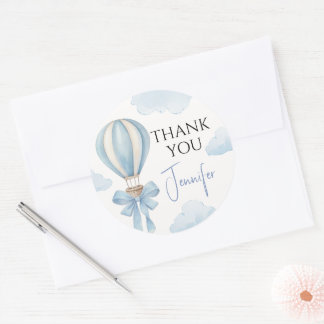 Schattige Blauwe Luchtballon Baby Jongen Shower Be Ronde Sticker