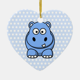 Schattige Blauwe Nijlpaard Keramisch Ornament