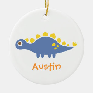 Schattige Blauwe Stegosaurus Dinosaurus Voor Kinde Keramisch Ornament