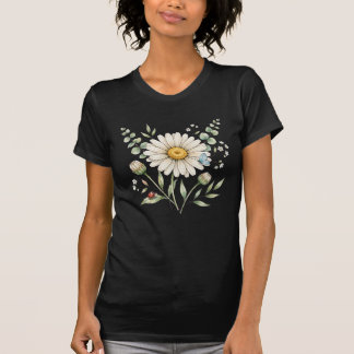 Schattige Blauwe Vlinder Madeliefje Watercolor Kun T-shirt