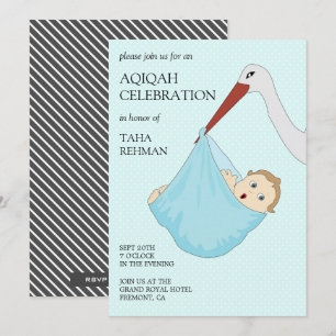Schattige Blauwe Vogel Baby Jongen Aqiqah Kaart
