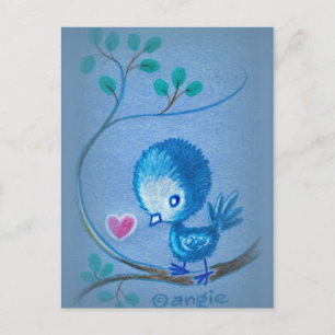 Schattige Blauwe Vogel Briefkaart