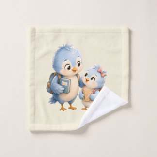 Schattige Blauwe Vogel Broer en Zus Zachte Baby Wa Washandje